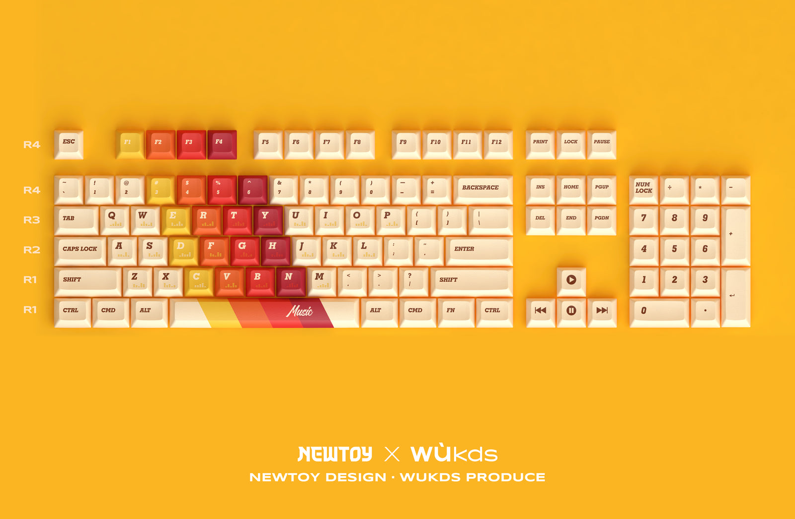 [In Stock] Vintage 1970 Music Theme KCA/Cherry PBT Keycaps Set