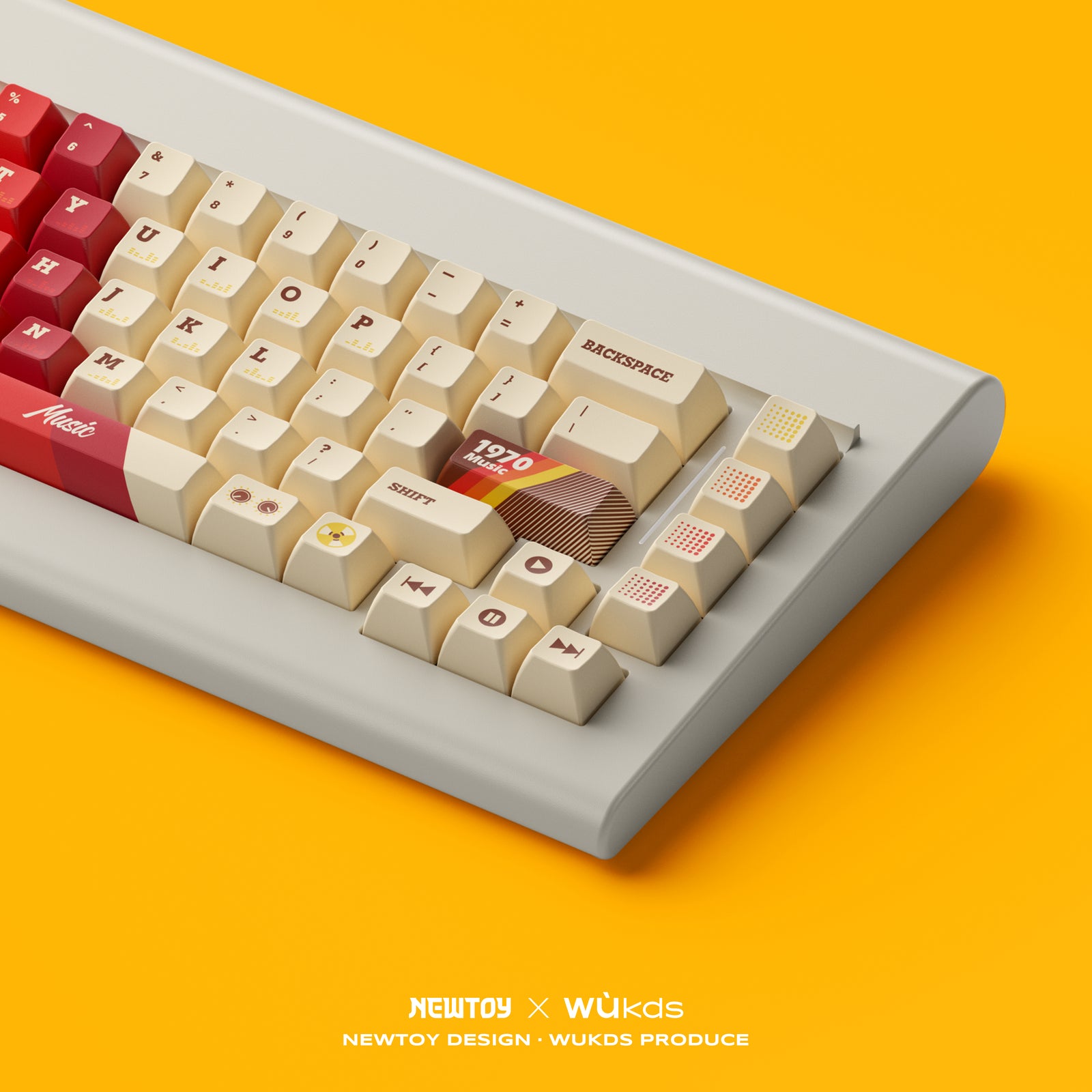 [In Stock] Vintage 1970 Music Theme KCA/Cherry PBT Keycaps Set