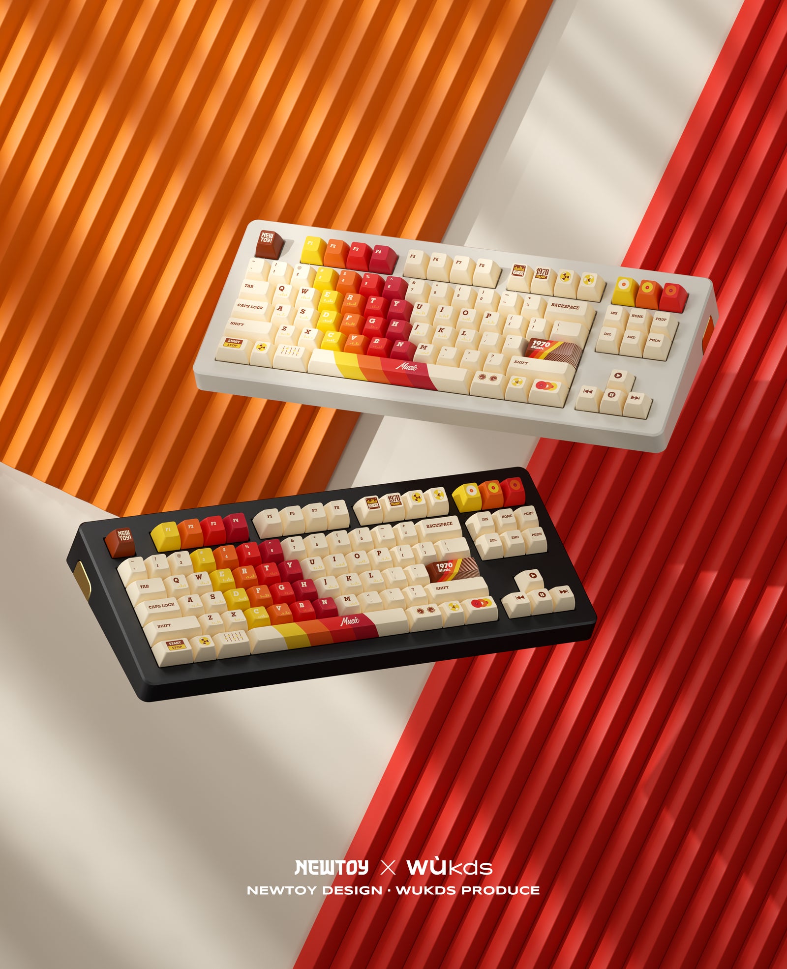 [In Stock] Vintage 1970 Music Theme KCA/Cherry PBT Keycaps Set