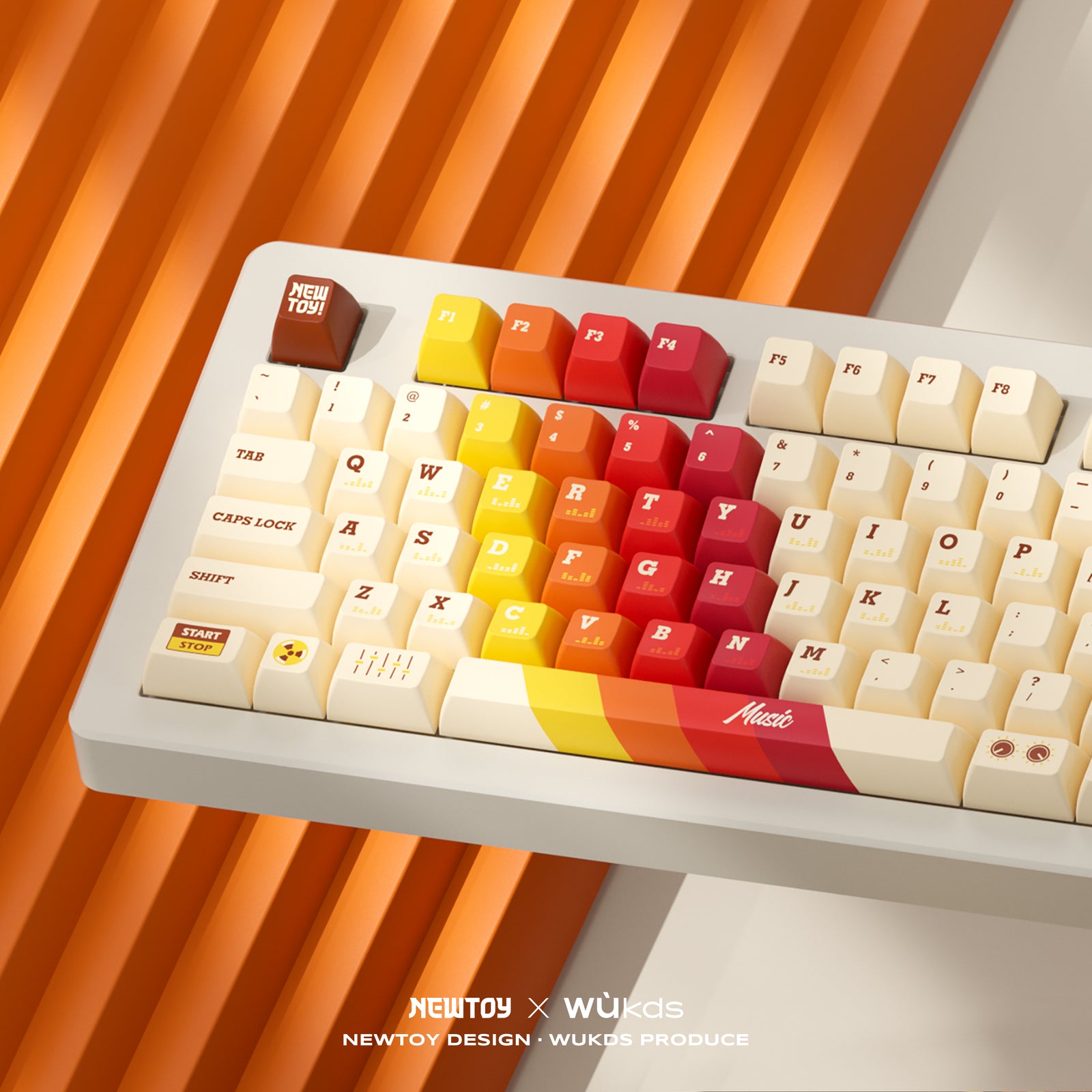 [In Stock] Vintage 1970 Music Theme KCA/Cherry PBT Keycaps Set