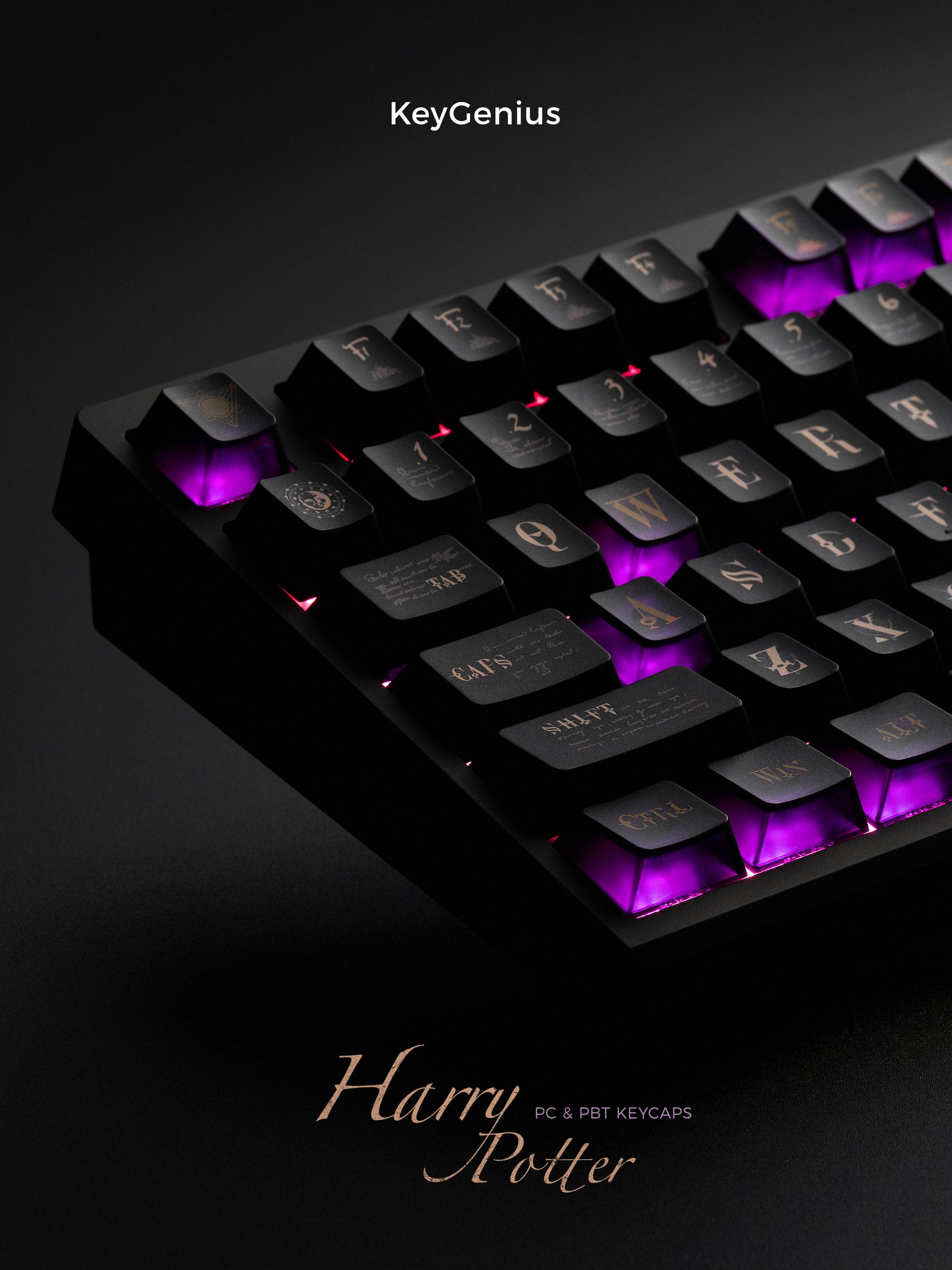 [In Stock] Harry Potter Backlit Transparent Glitter Coating Cherry Profile PC Keycaps