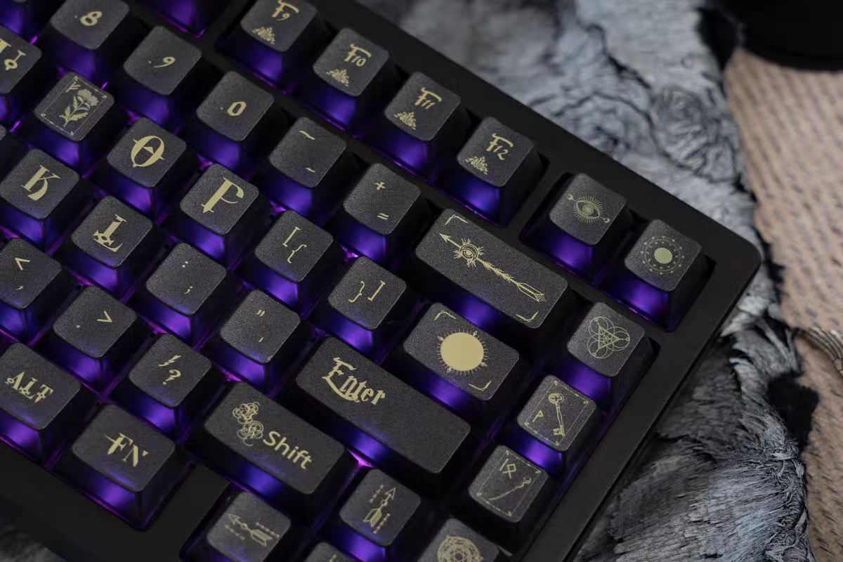 [In Stock] Harry Potter Backlit Transparent Glitter Coating Cherry Profile PC Keycaps