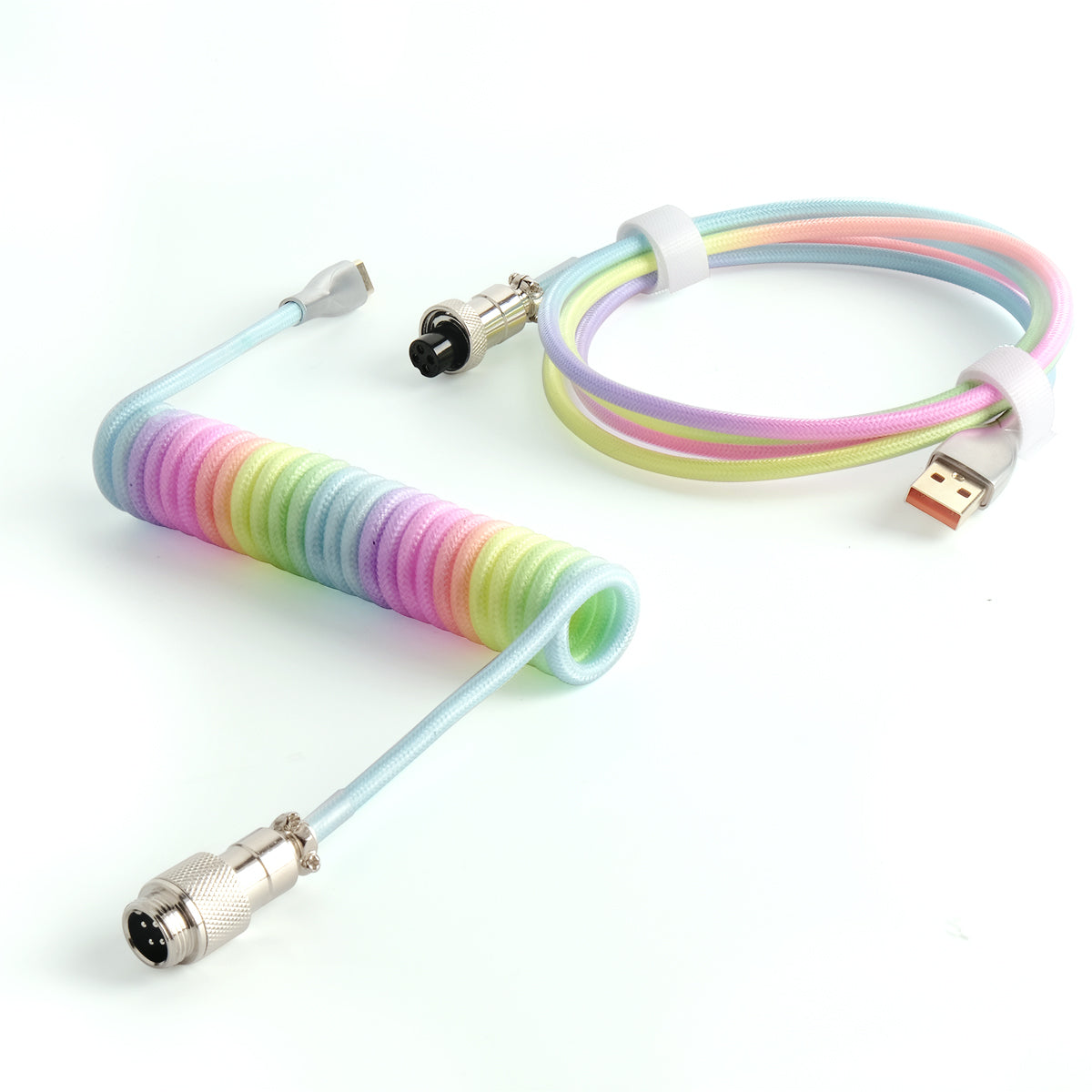 [In Stock] Rainbow Coiled Usb-C Handmade Cable